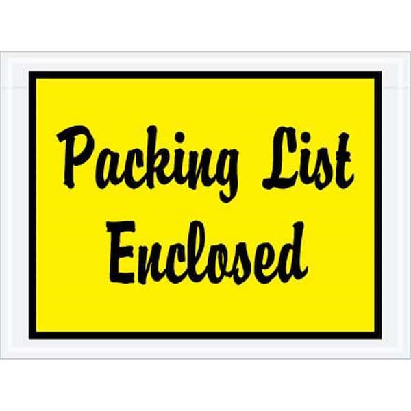 Officespace 4.5 x 6 in. 2 Mil Poly Yellow Packing List Enclosed Envelopes - Yellow - 6in. W x 4 1/2in. L OF3344814 - main